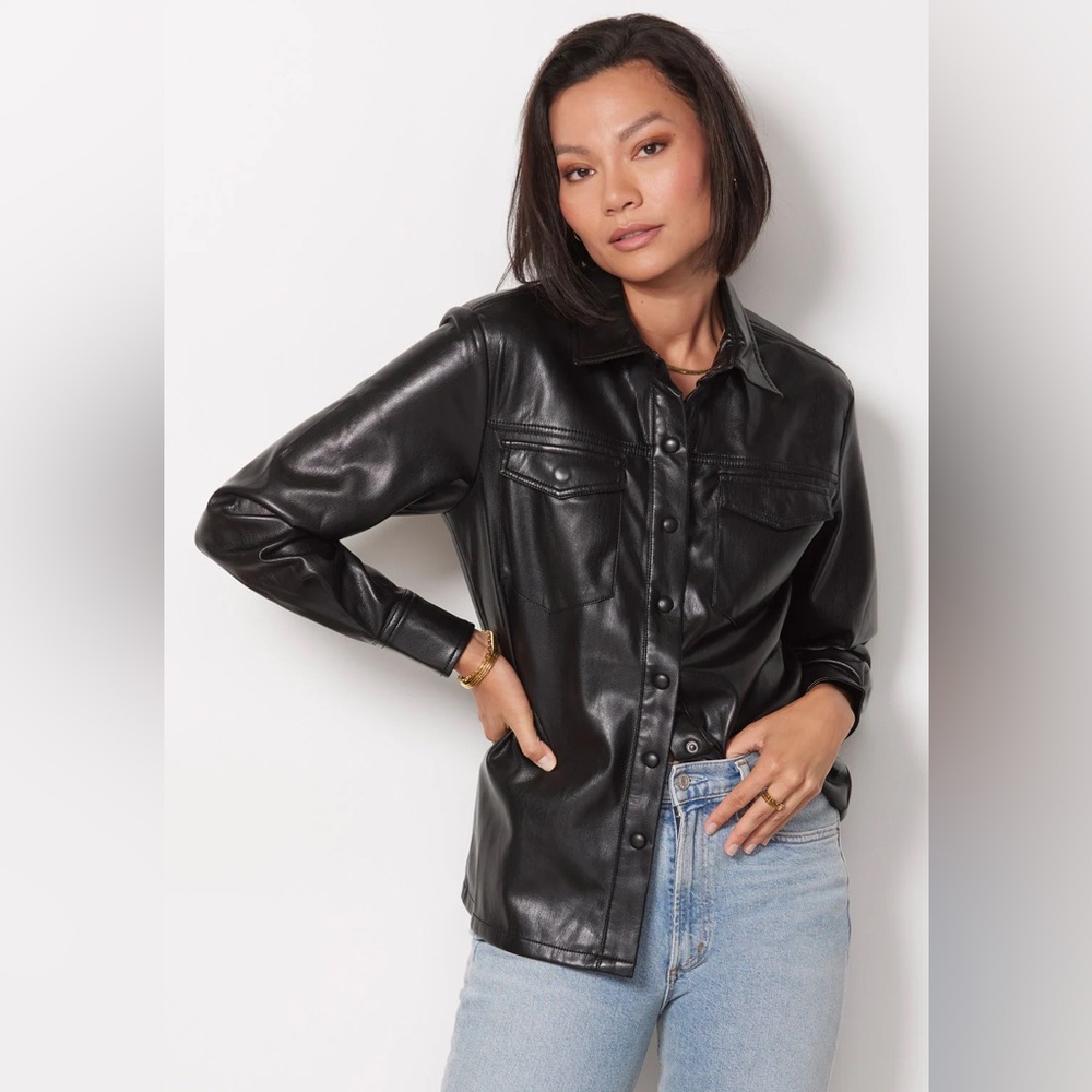 Evereve Good American Black Leather Jacket